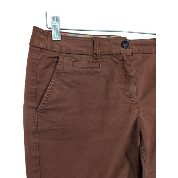 Boden Chino Pants Womens 6 Brown Straight Leg Mid Rise Flat Front Preppy Classic - Picture 3 of 12